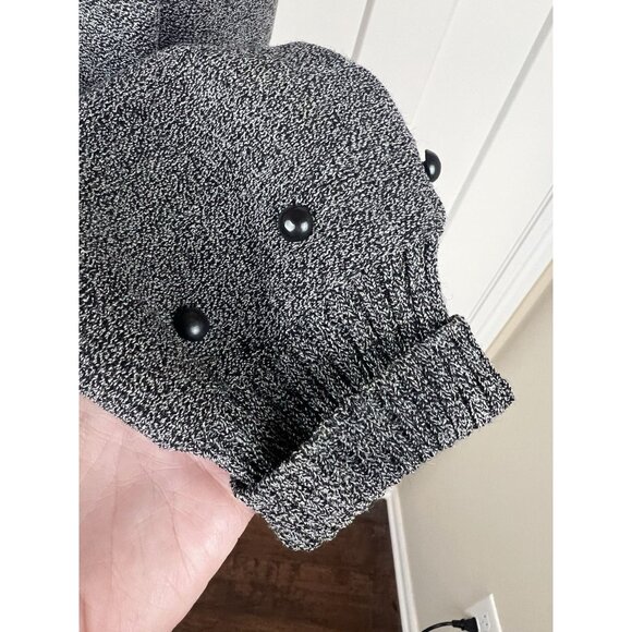 Vintage Toula Santana Knit Wool Zip Up Sweater Marled Black Leather Women's Sz 4 - Picture 7 of 12